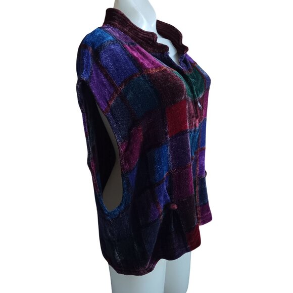 Vintage Women's Large  Jacket Loominus Handwovens Patchwork Art Sleeveless Vest - Picture 4 of 6